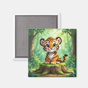 Aimant Bébé Tigre Jolie illustration pour la nurserie d