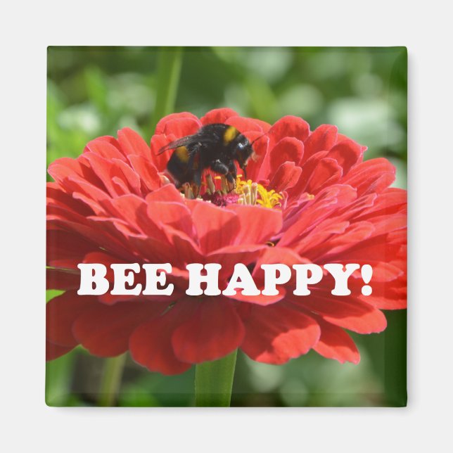 Aimant Bee Happy Red Flower (Devant)