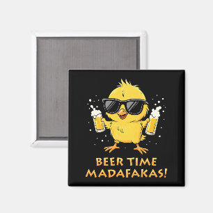 Aimant Beer Time Madafakas Drôle Mème Duck Goose Retro
