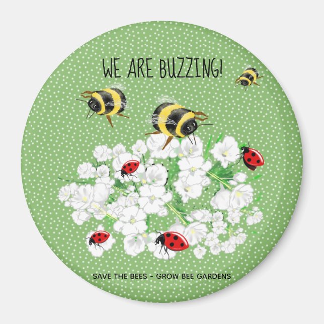 Aimant BEES et LadyBugs - Art de LeahG Sauvez les abeille (Devant)