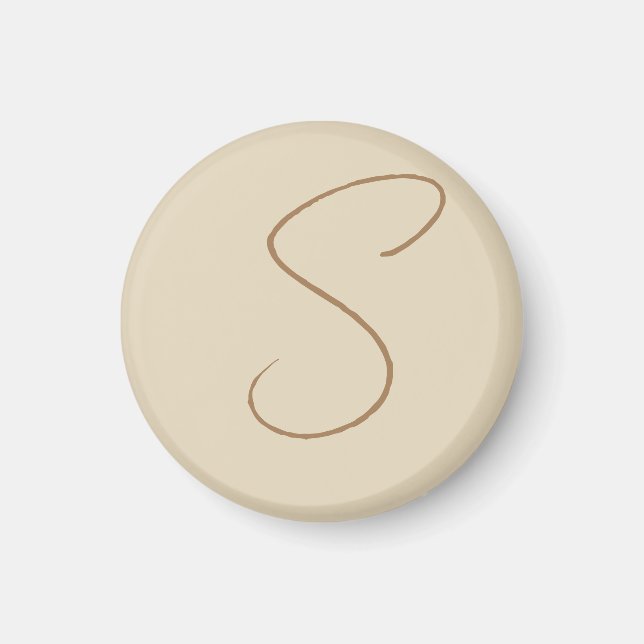 Aimant Beige Classic manuscrit Monogramme initial (Devant)