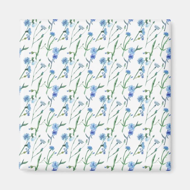 Aimant Belle aquarelle cornfleurs (Devant)