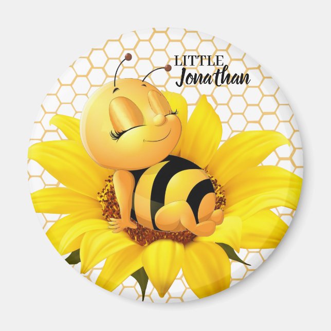 Aimant Belle Bee Sunflower moderne (Devant)