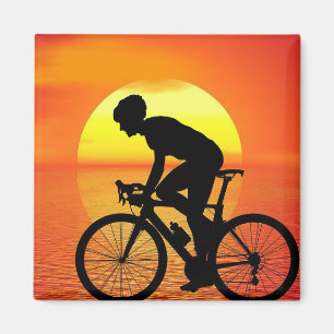 Aimant Belle Bicyclette Silhouette Coucher de soleil Scèn