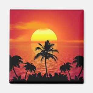 Aimant Belle Coucher de soleil Scène Palmiers Cool lumine