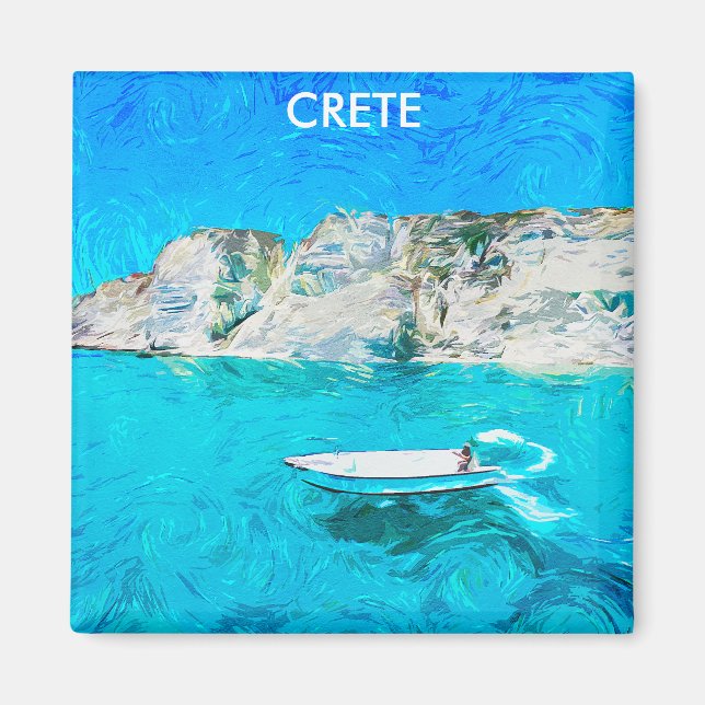 Aimant Belle Crète Grèce Ocean Peinture (Devant)