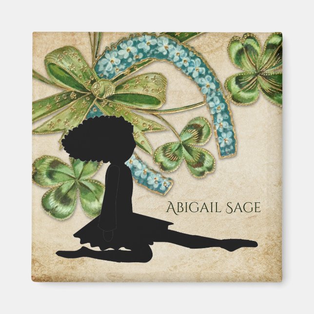 Aimant Belle danseuse irlandaise, Shamrock et fer à cheva (Devant)