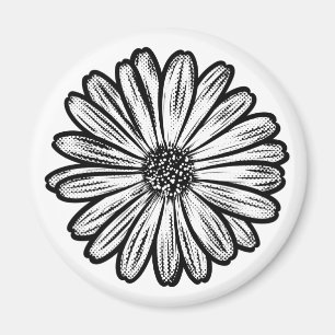 Aimant Belle Fleur de marguerite, Illustration de demi-te