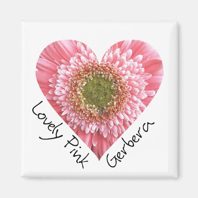 Aimant Belle gerbera rose - Forme de coeur (Devant)