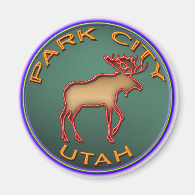 Aimant Belle Moose Medallion Park City Souvenir (Devant)