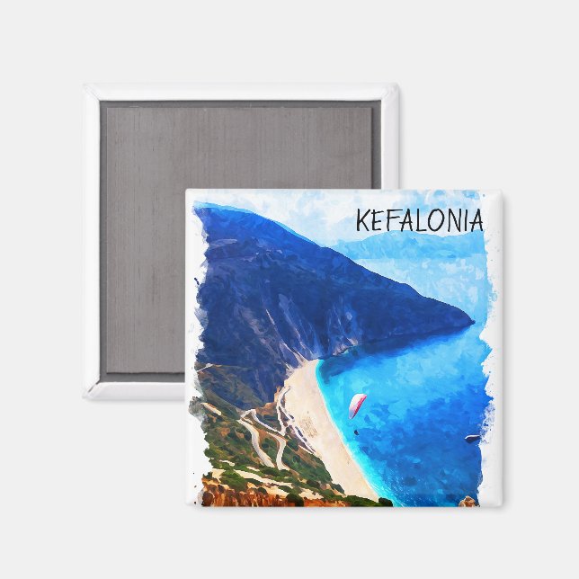 Aimant Belle oeuvre d'aquarelle Kefalonia Greece (Recto/Verso)