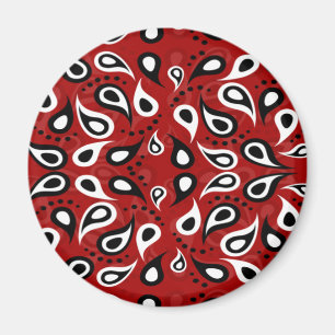 Aimant Belle Paisley blanc noir et rouge motif