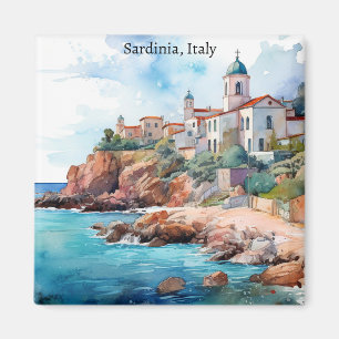 Aimant Belle Sardaigne Italie Aquarelle Voyage