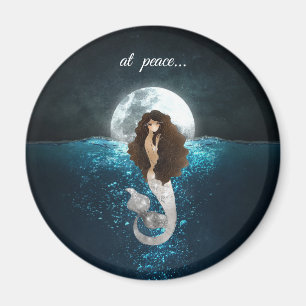 Aimant Belle sirène en paix sous la Pleine lune
