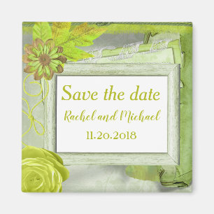 Aimant Belles économies florales jaunes la date