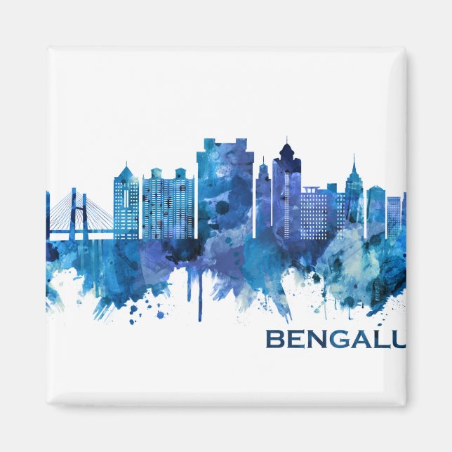 Aimant Bengaluru Karnataka Skyline Blue (Devant)