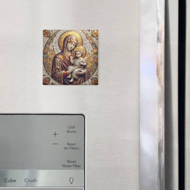 Aimant Béni Mère Marie et Bébé Jésus | Religoie (In situ (réfrigérateur))