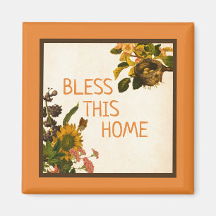 Aimant BÉNISSEZ CET automne orange et Brown À LA MAISON
