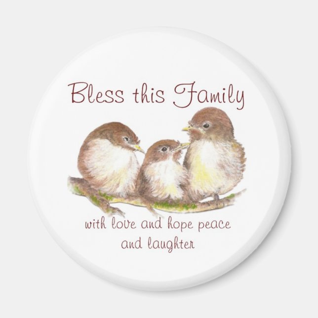 Aimant Bénissez cette famille, mignon oiseau qui se bouff (Devant)