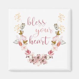 Aimant Bénissez votre coeur (fleurs roses)