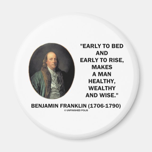 Aimant Benjamin Franklin Citation saine et riche (Devant)