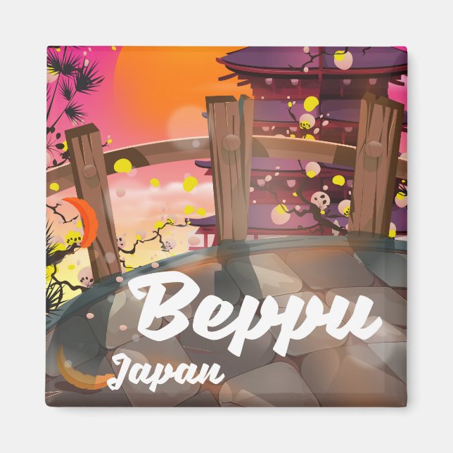 Aimant Beppu affiche de voyage japonaise (Devant)