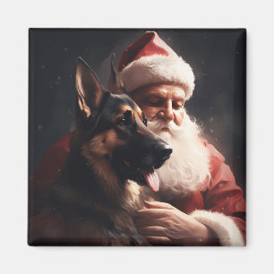 Aimant Berger Allemand Avec Le Père Noël Festif Noël