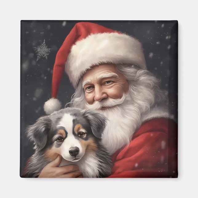 Aimant Berger australien avec Noël du Père Noël (Devant)