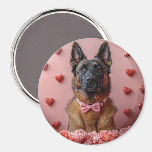 Aimant Berger Malinois belge avec des Roses - Saint-Valen
