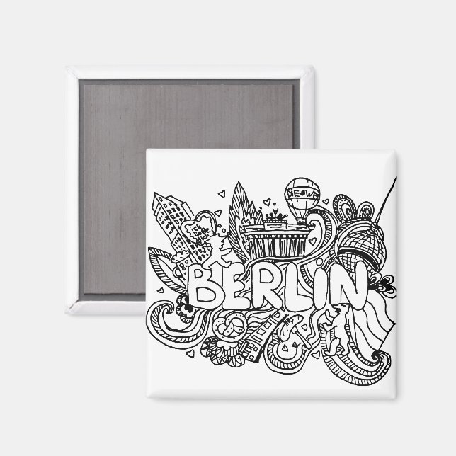 Aimant Berlin Allemagne Dessin Souvenir (Recto/Verso)