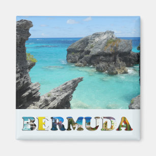 Aimant Bermudes Blue Ocean Rocky Beach Travel Photo