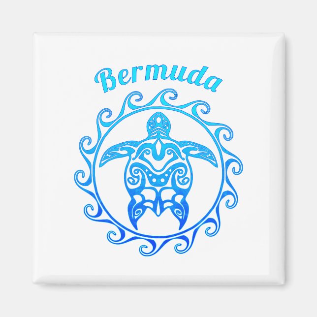 Aimant Bermudes de tortues tribales bleu océan (Devant)