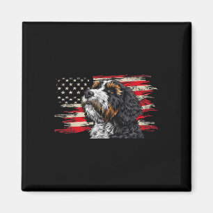 Aimant Bernedoodle Amoureux des chiens du drapeau américa