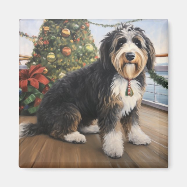 Aimant Bernedoodle Christmas Cruise : Pawsome Holiday (Devant)