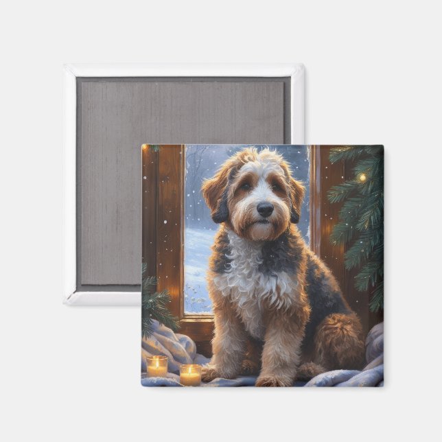 Aimant bernedoodle With Christmas Lights Holiday (Recto/Verso)