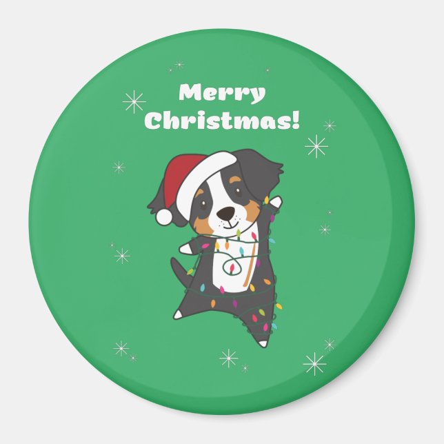 Aimant Bernese Joyeux Noël Joyeux Chiens de Noël Magne (Devant)