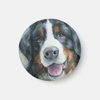 Aimant Bernese Mountain dog watercolor portrait