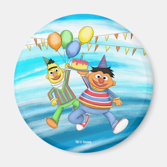 Aimant Bert et Ernie Balloons d'anniversaire (Devant)