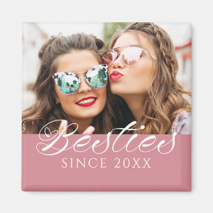 Aimant "Besoins depuis" Photo personnalisée Dusty rose ch