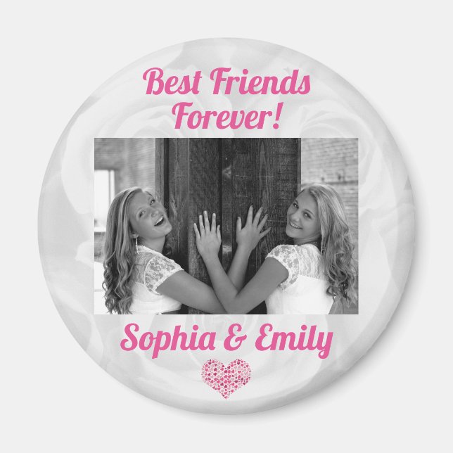 Aimant Best Friends Besties BFF Ajouter des noms de photo (Devant)