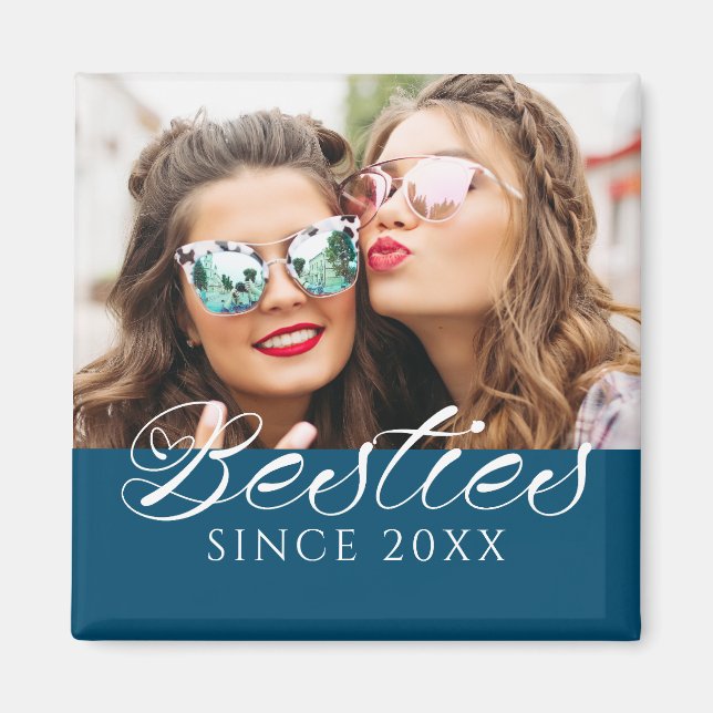 Aimant "Besties depuis" Photo personnalisée Chic (Devant)