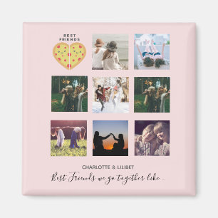 Aimant BFF Photo Collage Cadeaux Dusty rose PIZZA Amis