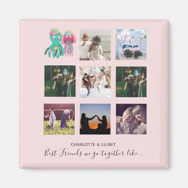Aimant BFF Photo Collage Jellyfish Octopus Cadeau personn (Devant)