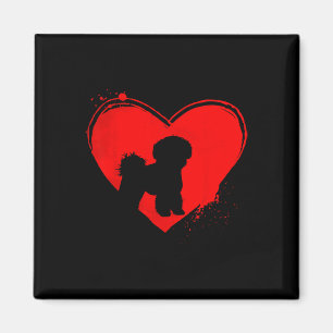 Aimant Bichon Frise Chien forme de coeur Saint-Valentin A
