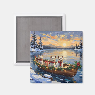 Aimant Bichon Frise Noël Bateau Fêtes