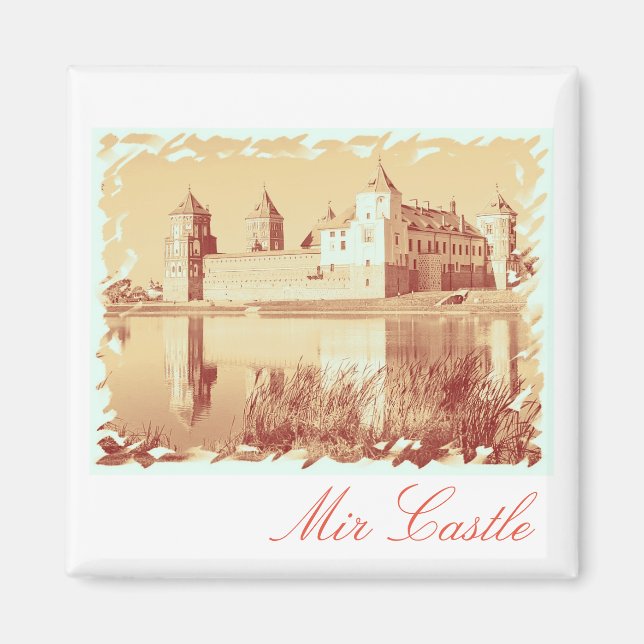 Aimant Biélorussie Mir Château Architecture Peinture Magn (Devant)