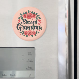 Aimant Bienheureuse Grand-mère Florale Vintage Rose Typog