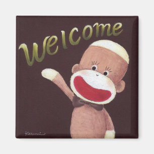Aimant bienvenu de singe de chaussette