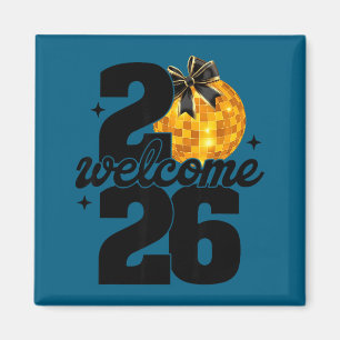 Aimant Bienvenue 2026 Bonne Année Boule Disco Et Coquett