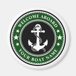 Aimant Bienvenue à bord de votre bateau Nom Ancre Forêt